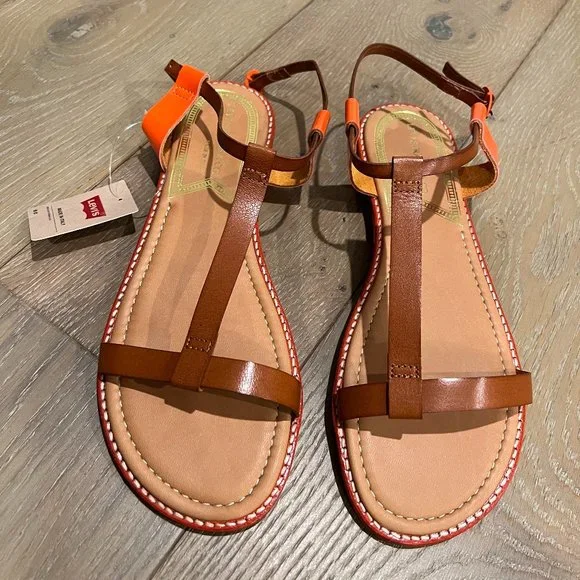 NWT Women’s Levi’s Sandal Brown/Orange 8 - Picture 1 of 8
